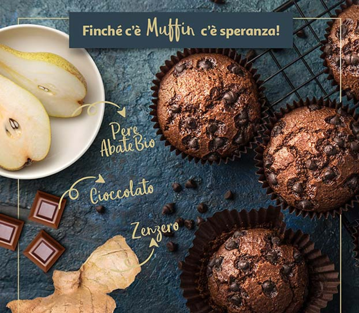 Ricetta Muffin pere, cioccolato e zenzero