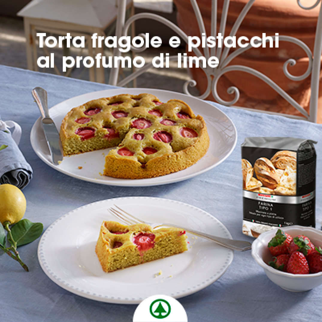 Ricetta TORTA DI FRAGOLE, PISTACCHI AL PROFUMO DI LIME